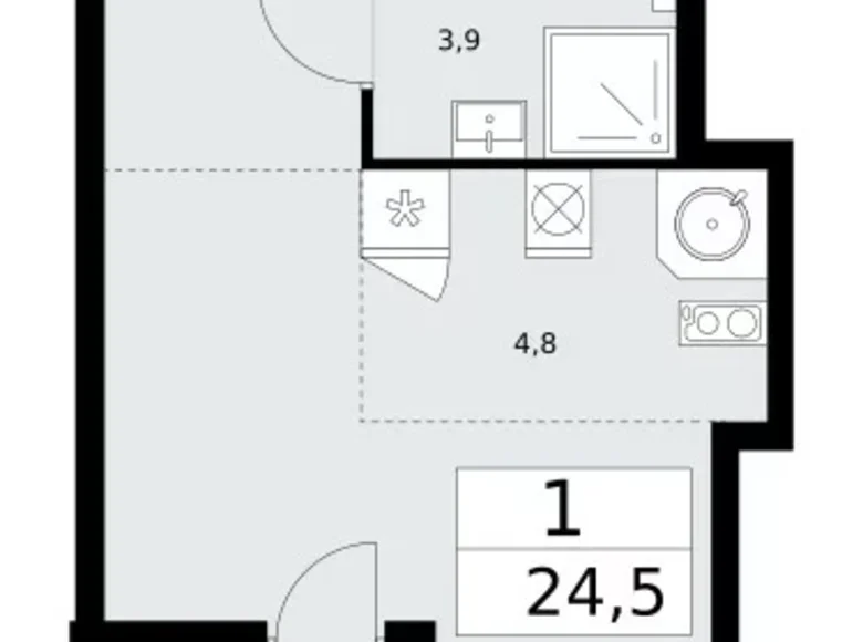 Mieszkanie 1 pokój 25 m² Moskwa, Rosja