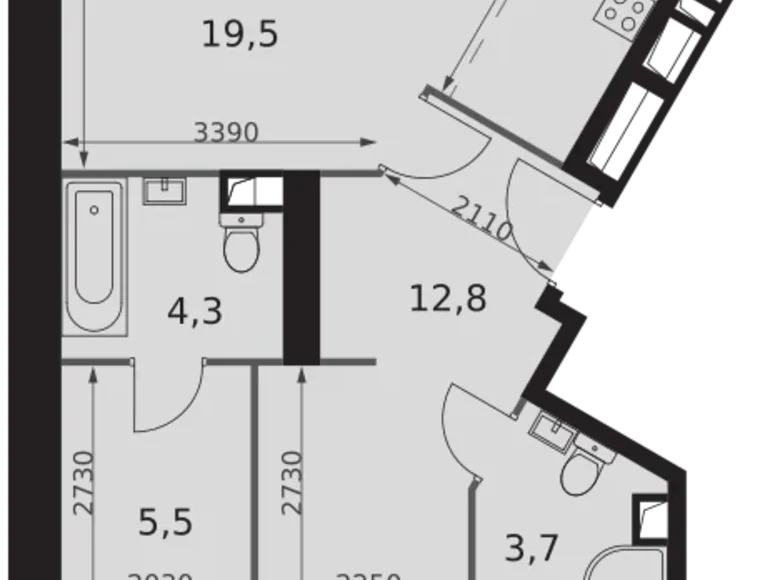 Apartamento 3 habitaciones 91 m² Konkovo District, Rusia