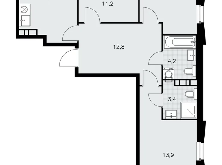 Appartement 3 chambres 73 m² poselenie Sosenskoe, Fédération de Russie