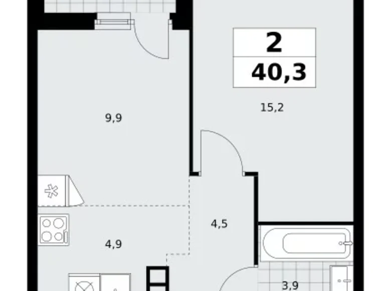 Mieszkanie 2 pokoi 40 m² Moskwa, Rosja