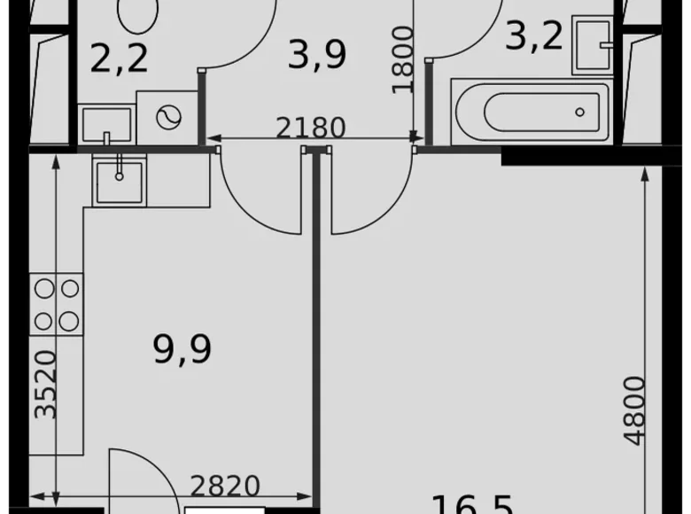 1 room apartment 37 m² Razvilka, Russia