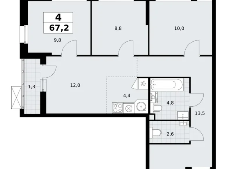 Apartamento 4 habitaciones 67 m² Postnikovo, Rusia