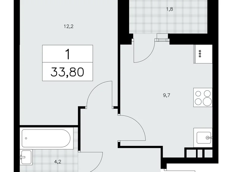 Appartement 1 chambre 34 m² poselenie Sosenskoe, Fédération de Russie