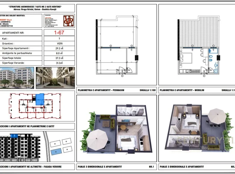 Ático 1 habitación 37 m² Durres, Albania