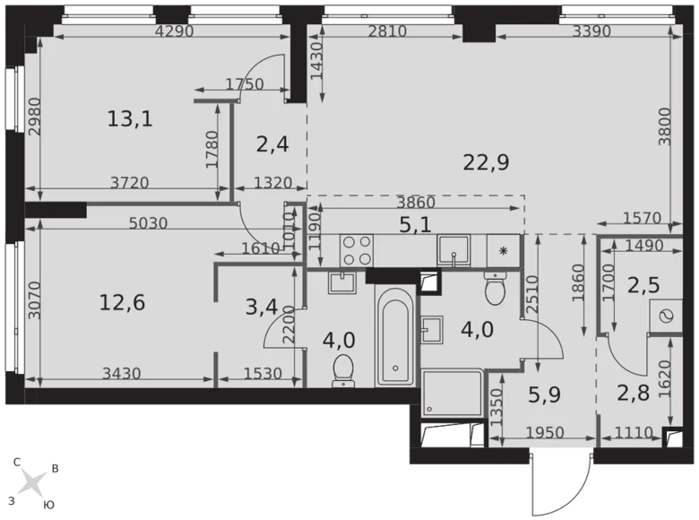 Appartement 3 chambres 79 m² North-Western Administrative Okrug, Fédération de Russie