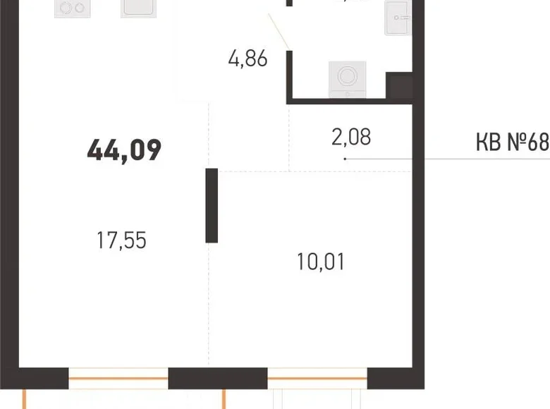 Wohnung 2 zimmer 44 m² Kopisca, Weißrussland