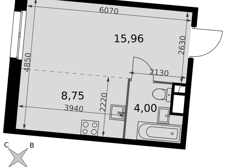 Студия 1 комната 29 м² Москва, Россия