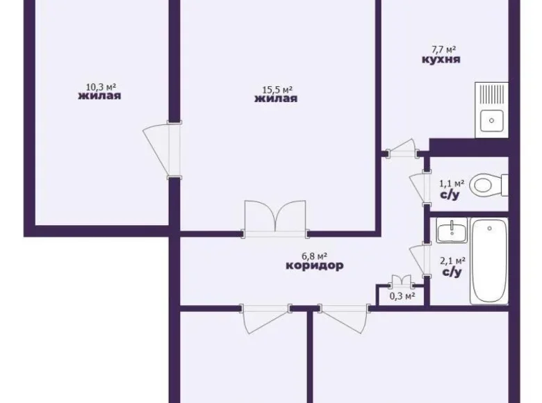 Квартира 4 комнаты 64 м² Сморгонь, Беларусь