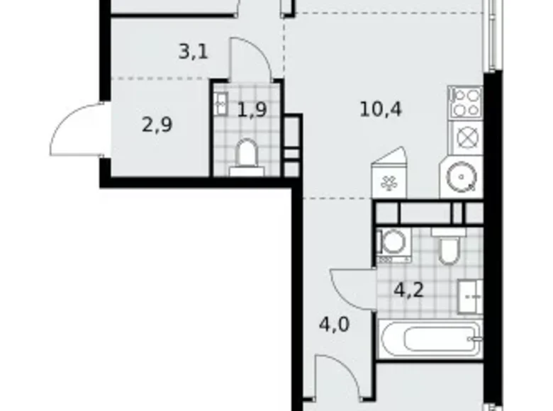 Appartement 3 chambres 59 m² Moscou, Fédération de Russie