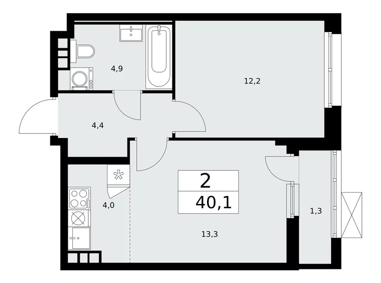 Wohnung 2 Zimmer 40 m² Moskau, Russland