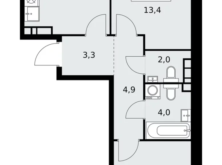 Квартира 2 комнаты 56 м² поселение Сосенское, Россия