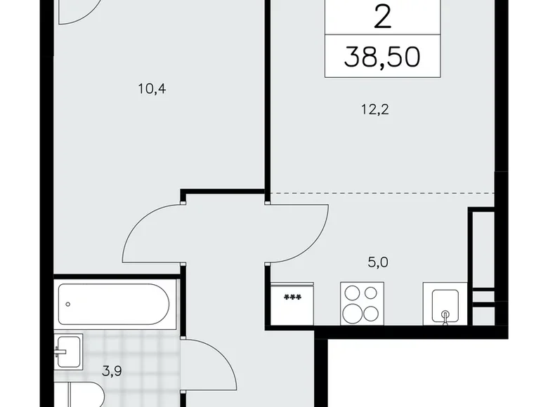 Apartamento 2 habitaciones 39 m² poselenie Sosenskoe, Rusia