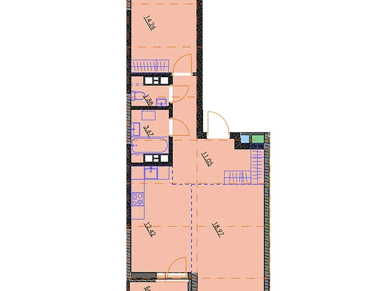 2 room apartment 66 m² Minsk, Belarus