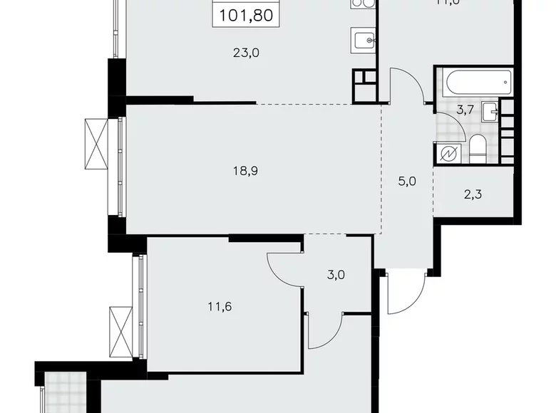 4 room apartment 102 m² Moscow, Russia