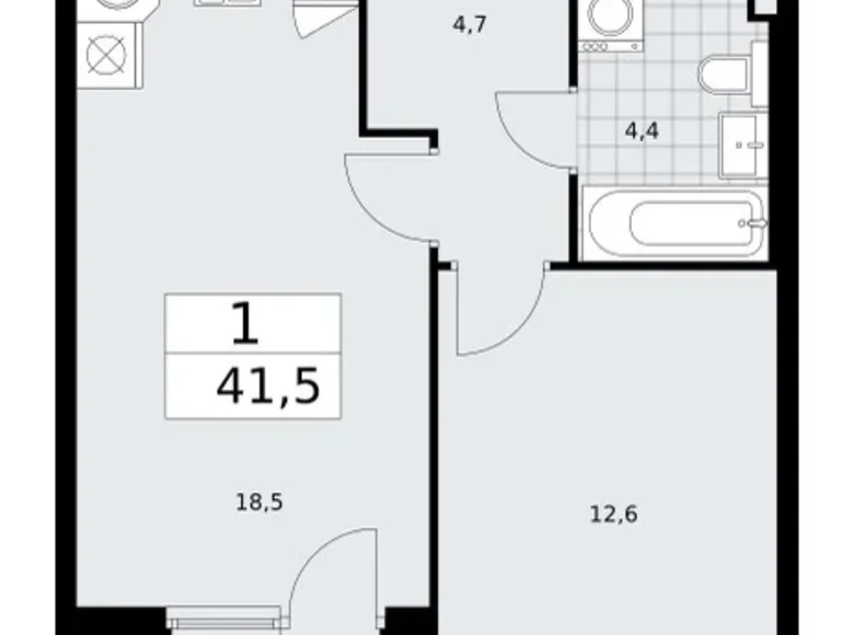 Appartement 1 chambre 42 m² Troïtsk, Russie