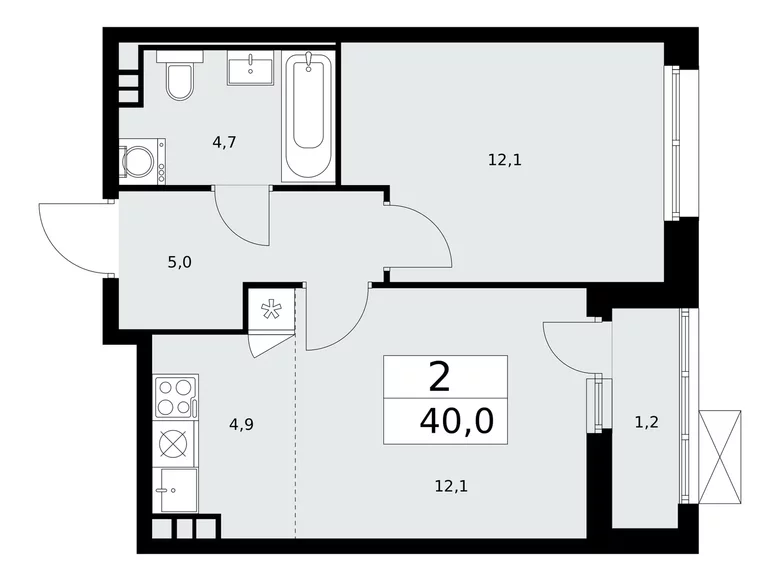 Appartement 2 chambres 40 m² Moscou, Fédération de Russie