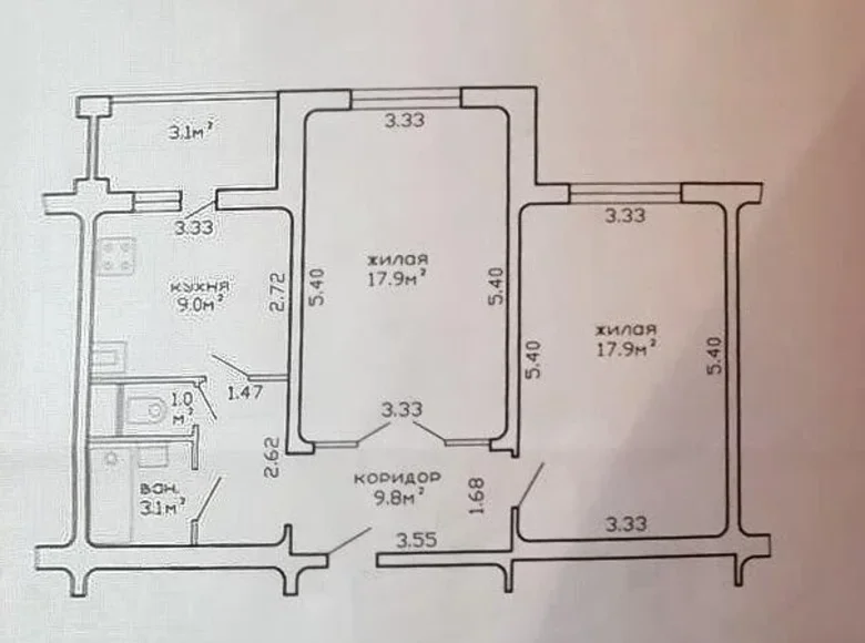 Apartamento 2 habitaciones 59 m² Minsk, Bielorrusia