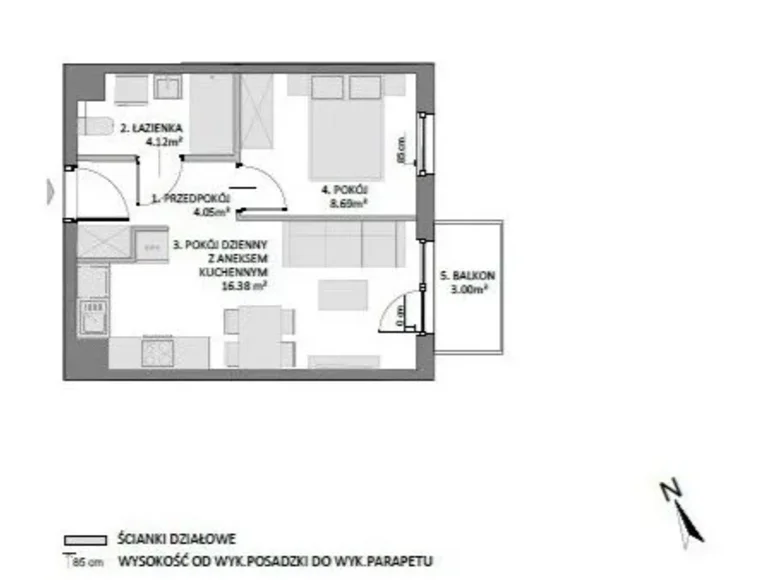 1 bedroom apartment 33 m² Gdansk, Poland