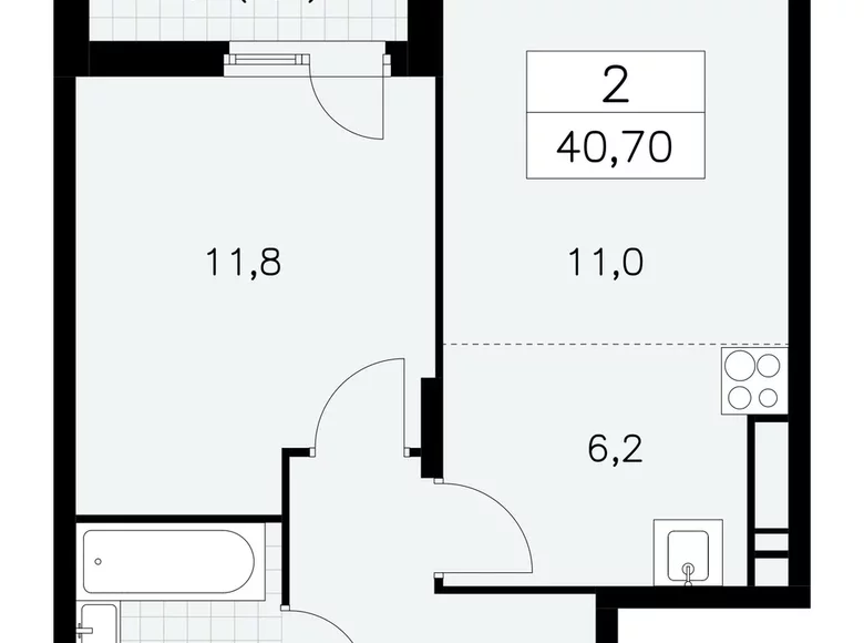 Apartamento 2 habitaciones 41 m² Moscú, Rusia