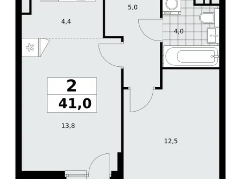 Wohnung 2 zimmer 41 m² Moskau, Russland