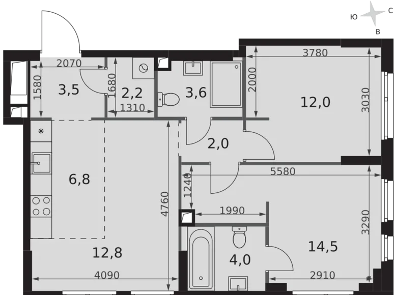 Apartamento 3 habitaciones 61 m² North-Western Administrative Okrug, Rusia