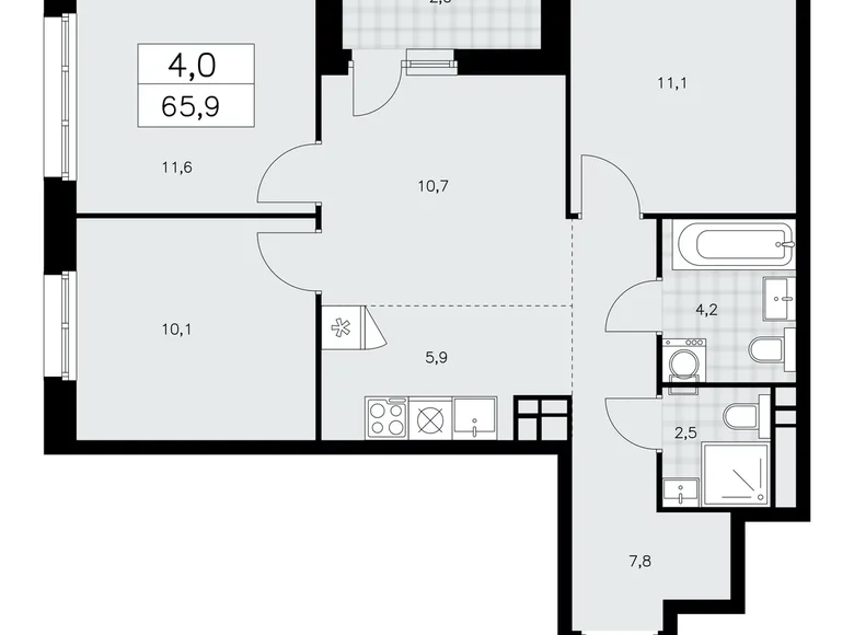 Apartamento 4 habitaciones 66 m² poselenie Sosenskoe, Rusia