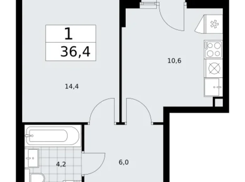 Wohnung 1 zimmer 36 m² Troizk, Russland
