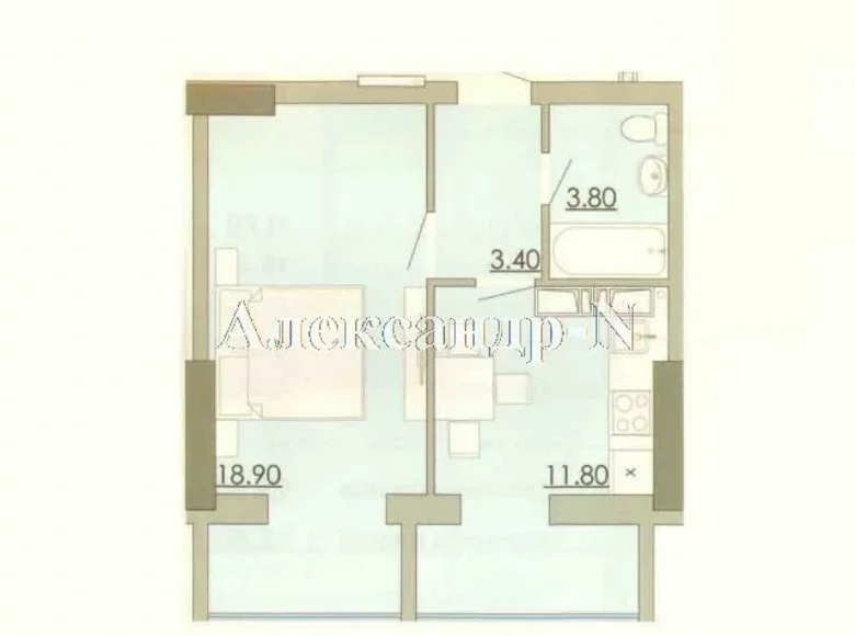 1 room apartment 38 m² Odessa, Ukraine