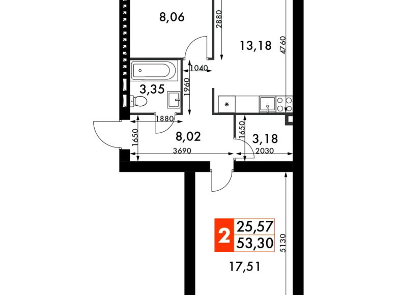 Квартира 2 комнаты 53 м² Одинцовский городской округ, Россия