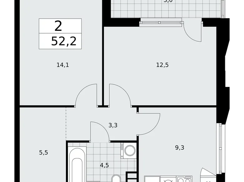 Квартира 2 комнаты 52 м² поселение Сосенское, Россия