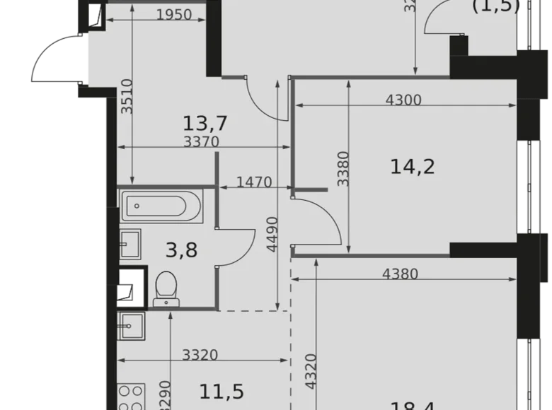 Квартира 4 комнаты 82 м² Северо-Западный административный округ, Россия