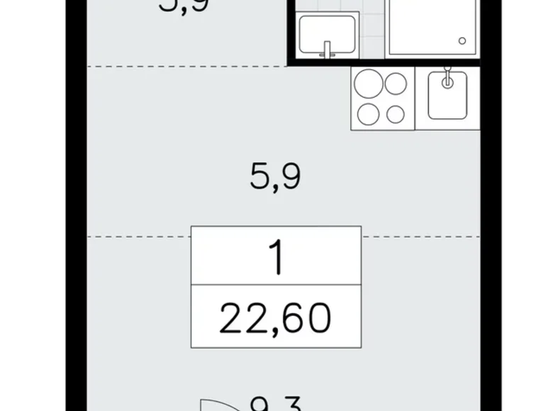 Wohnung 1 Zimmer 23 m² poselenie Sosenskoe, Russland