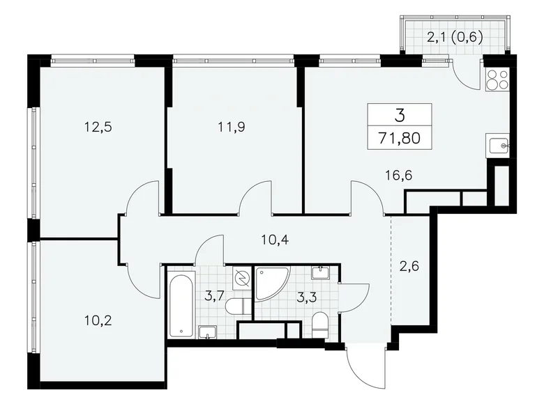 Wohnung 3 zimmer 72 m² Südwestlicher Verwaltungsbezirk, Russland