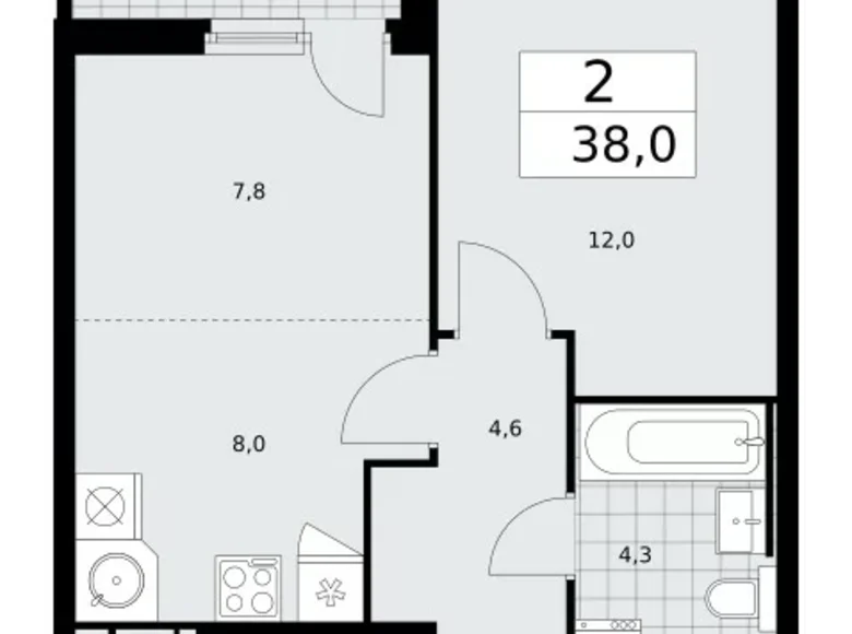 Wohnung 2 zimmer 38 m² Moskau, Russland