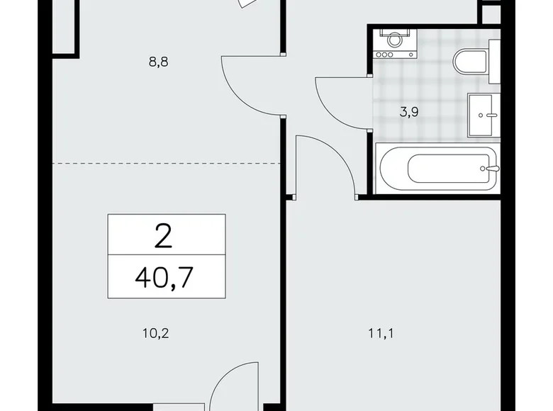 Wohnung 2 zimmer 41 m² Moskau, Russland