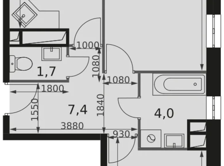 Apartamento 2 habitaciones 53 m² Veshki, Rusia