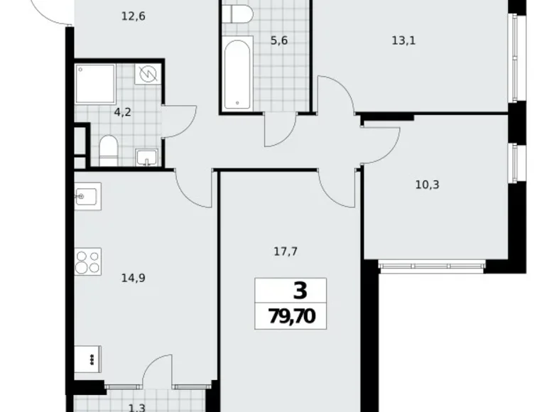 Mieszkanie 3 pokoi 80 m² Northern Administrative Okrug, Rosja