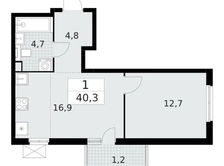 Appartement 1 chambre 40 m² Krasnoye Selo, Fédération de Russie