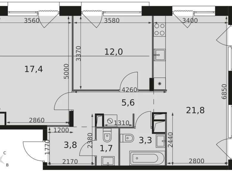 Квартира 3 комнаты 66 м² район Ростокино, Россия