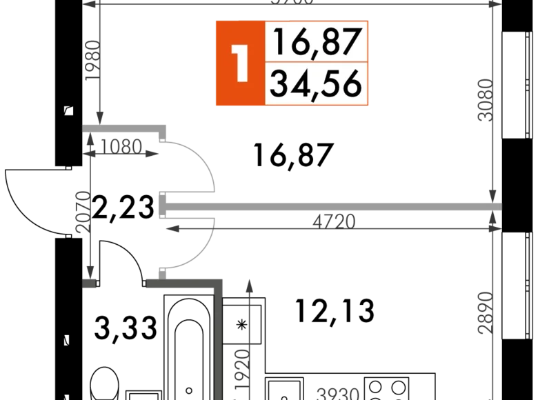 Квартира 1 комната 35 м² Наро-Фоминский городской округ, Россия