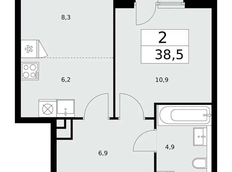 Appartement 2 chambres 39 m² poselenie Sosenskoe, Fédération de Russie