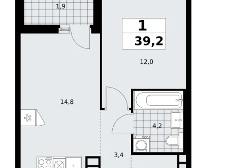 Mieszkanie 1 pokój 39 m² poselenie Sosenskoe, Rosja