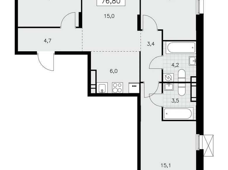 Apartamento 4 habitaciones 77 m² poselenie Sosenskoe, Rusia