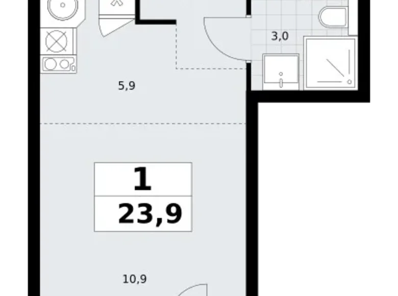 Apartamento 1 habitación 24 m² Postnikovo, Rusia