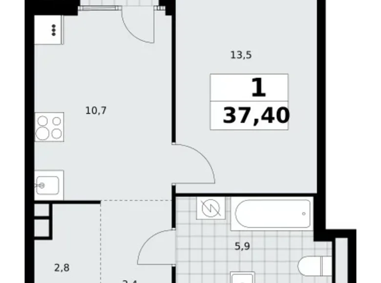 Mieszkanie 1 pokój 37 m² Northern Administrative Okrug, Rosja