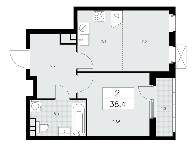 Квартира 2 комнаты 38 м² поселение Сосенское, Россия