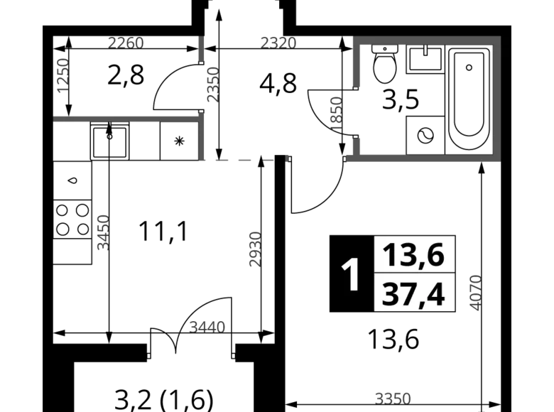 Mieszkanie 1 pokój 37 m² Leninsky District, Rosja
