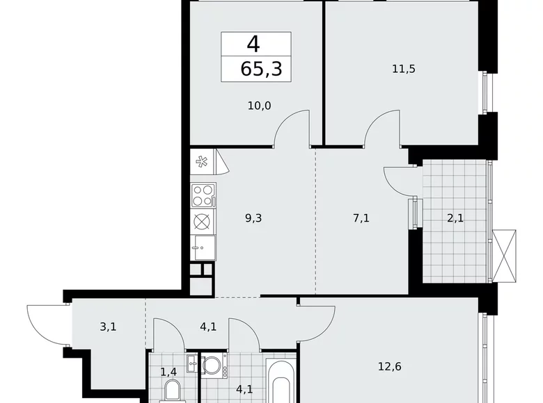 Apartamento 4 habitaciones 65 m² Moscú, Rusia
