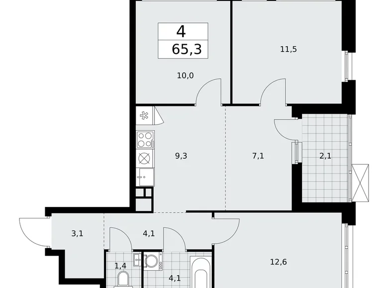 4 room apartment 65 m² Moscow, Russia