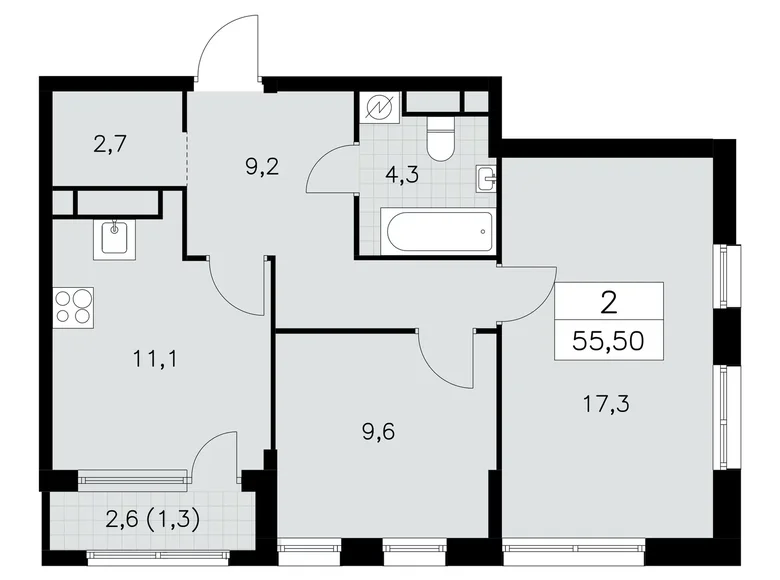 Mieszkanie 2 pokoi 56 m² South-Western Administrative Okrug, Rosja